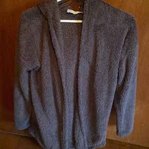 Jr’s XS Charcoal Gray open soft hooded cardigan